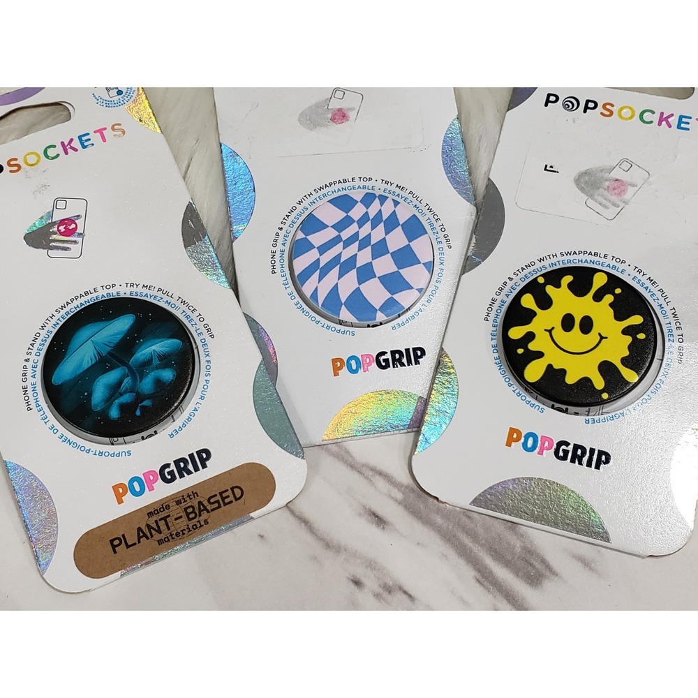 LOT 3 PopSockets Cell Phone Grip mushrooms psychedelic hippie teen‎ boy